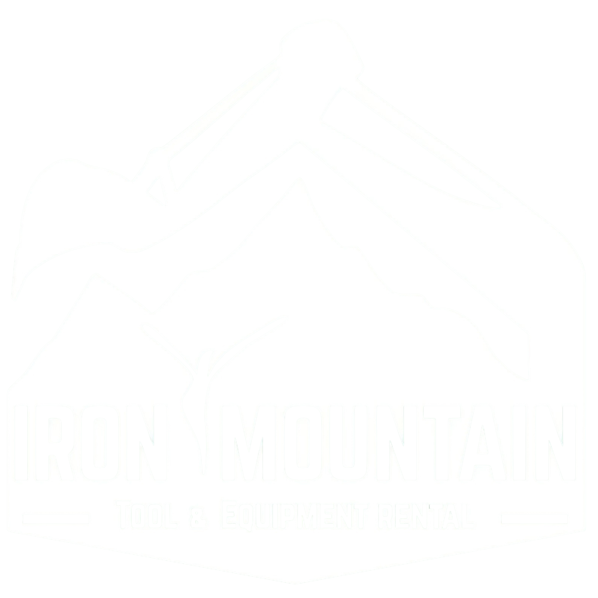 white logo with mountains - Iron Mountain Tool & Equipment Rental